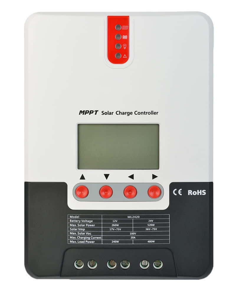 Controlador Carga MPPT 20A ML2420 12/24V LCD SRNE