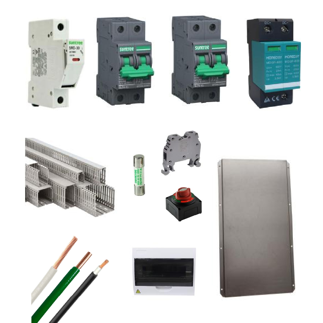 Kit Material Eléctrico 3KW 110VAC Protección MPPT 32A