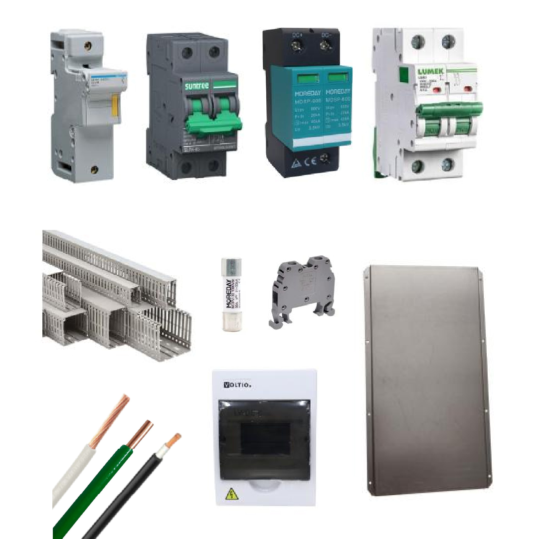 Kit Material Eléctrico 3KW 48VDC 110VAC Protección MPPT 25A Litio