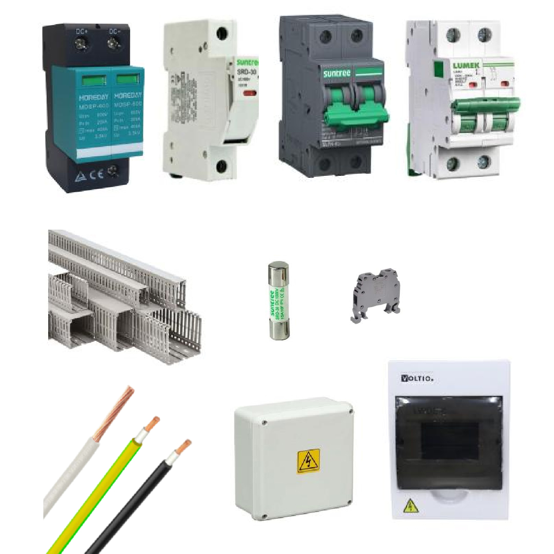 Kit Material Eléctrico 3KW 48VDC 110VAC Protección MPPT 32A Litio