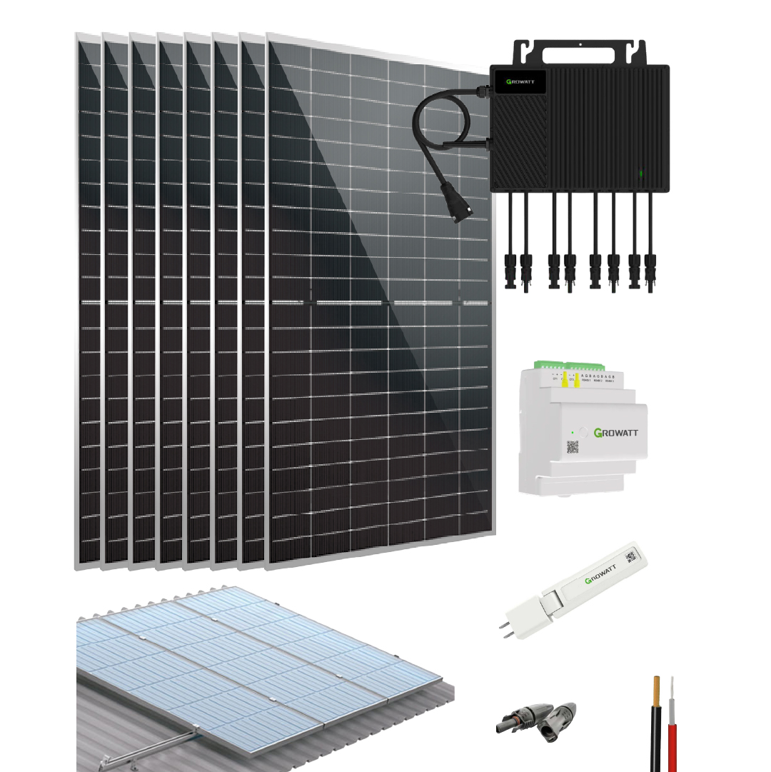 Kit On grid Microinversor 2500W 17360Wh/dia Growatt