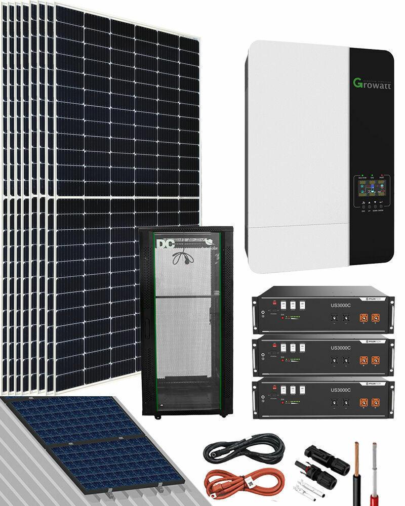 Kit Solar 3000W 48V 17080Wh/día Batería Litio+rack