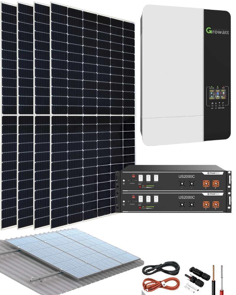 Kit Solar 3000W 48V 8540Wh/día Batería Litio+rack