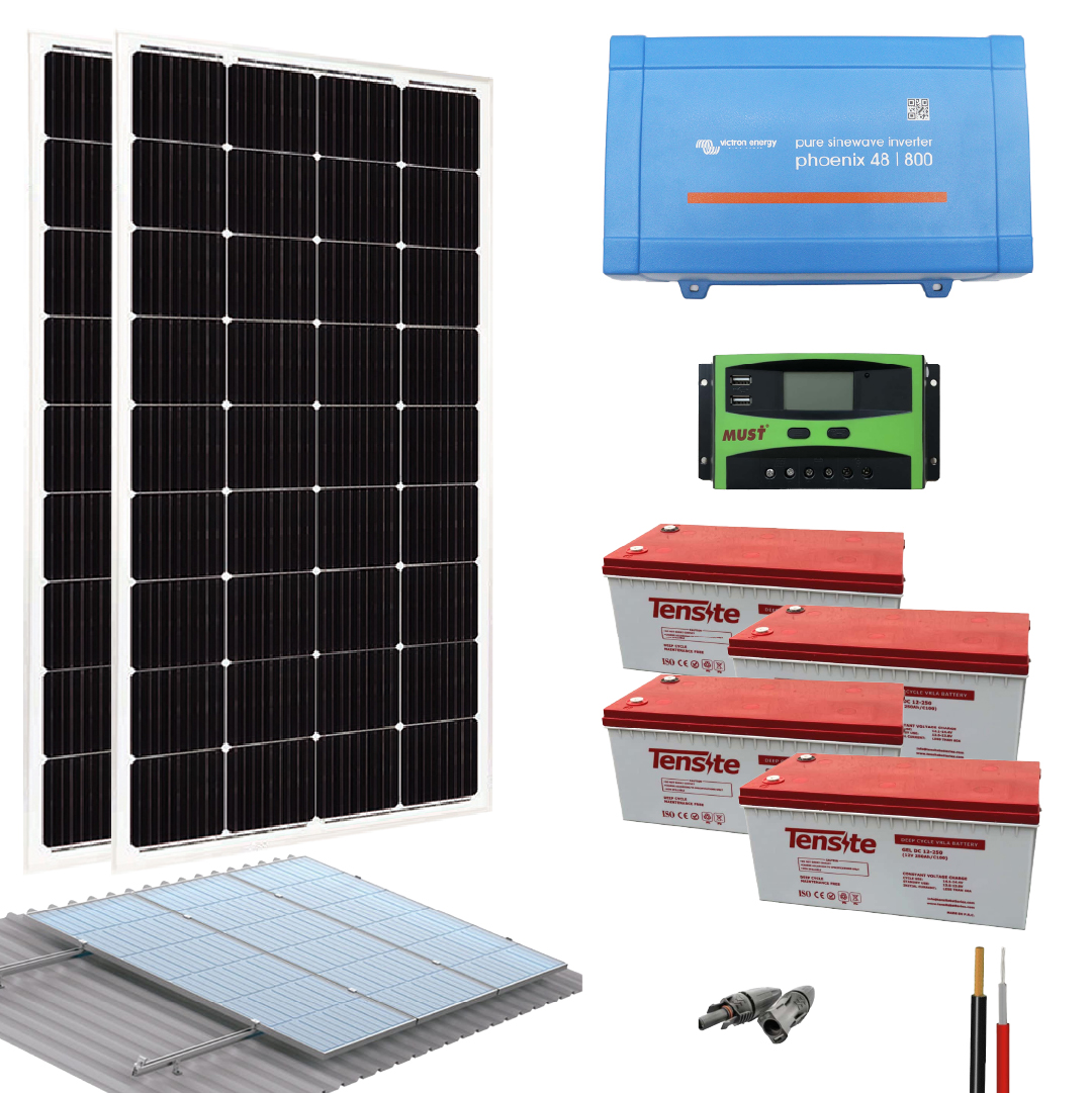 Kit Solar Aislado para casa 640W 12V 2160Whdia