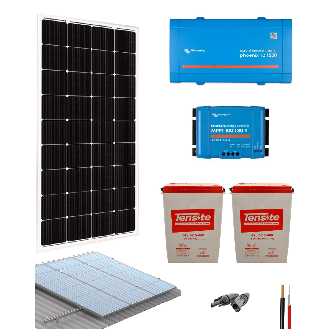 Kit solar para casa 1000W 12V 864Wh/dia Onda Pura