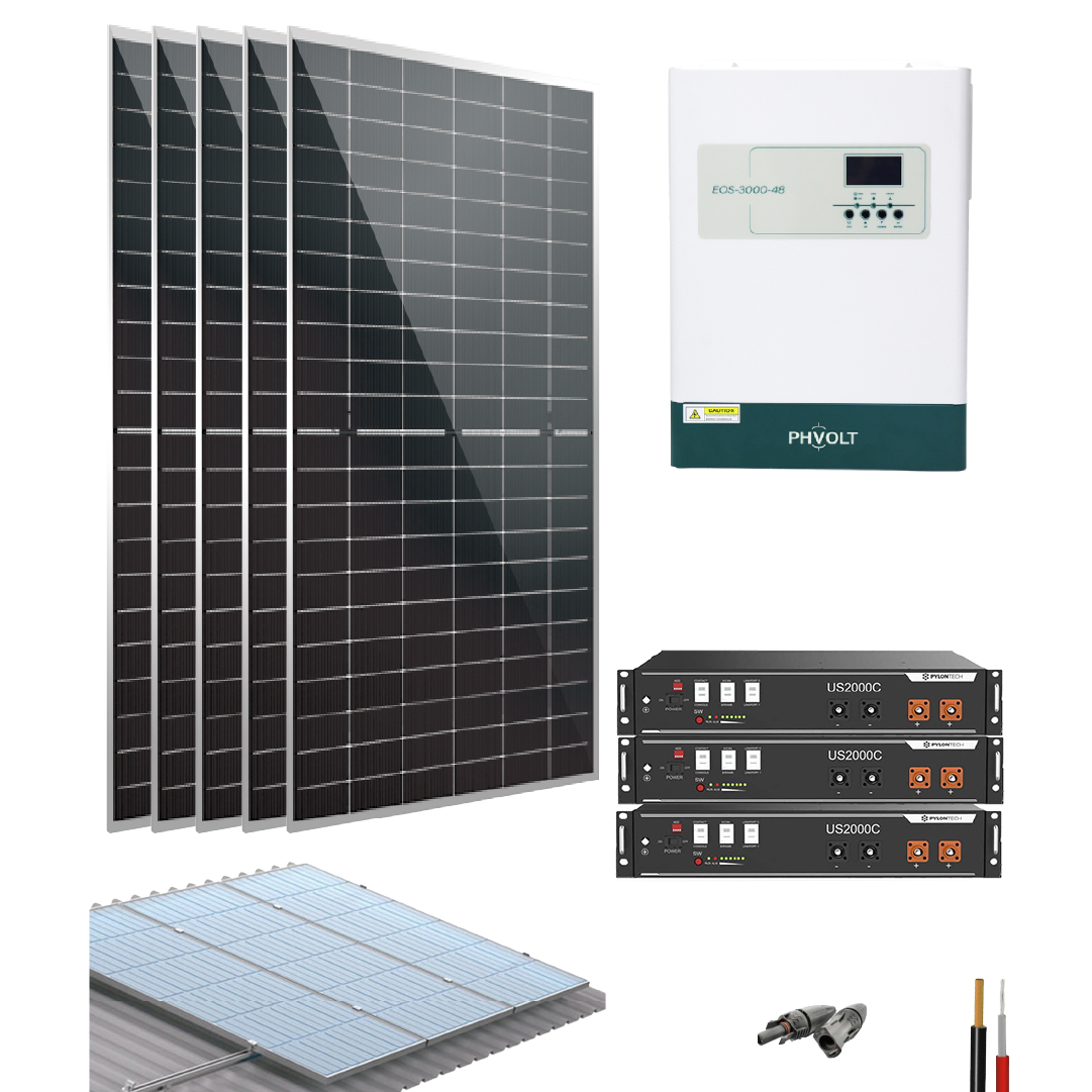 Kit solar para casa de campo 3000W 48V 10850Whdía con Batería Litio