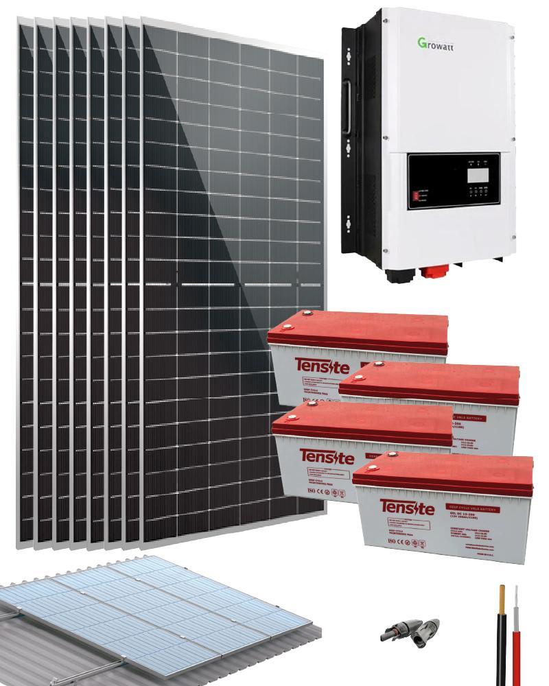 Kit Solar para Casa de Campo 6000W 48V 17080Wh/día con inversor Growatt