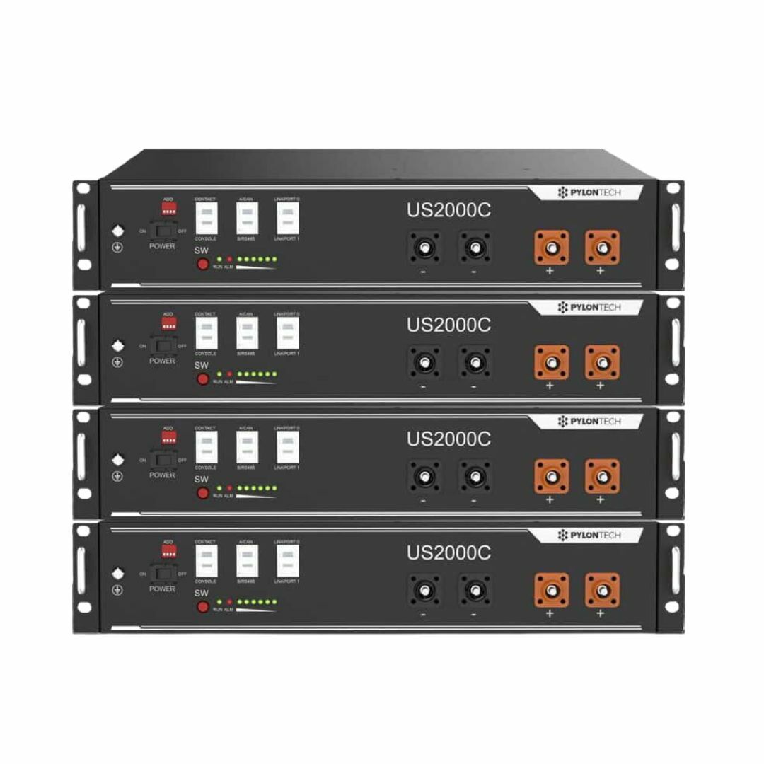 Pack 4 ud Baterías de litio Pylontech US2000 Plus 48V 2.4kWh